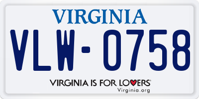 VA license plate VLW0758