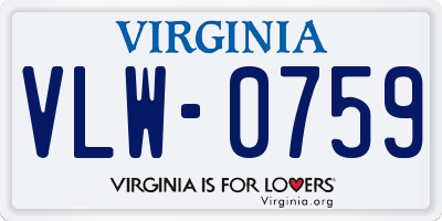 VA license plate VLW0759