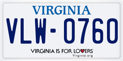 VA license plate VLW0760