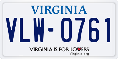 VA license plate VLW0761