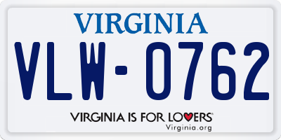 VA license plate VLW0762