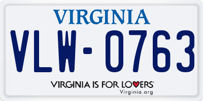 VA license plate VLW0763