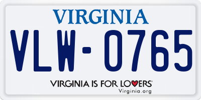 VA license plate VLW0765