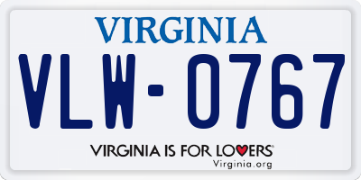 VA license plate VLW0767