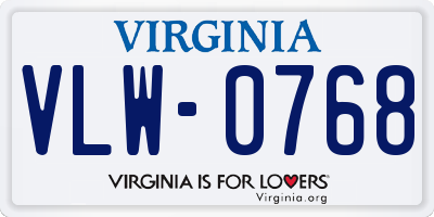 VA license plate VLW0768