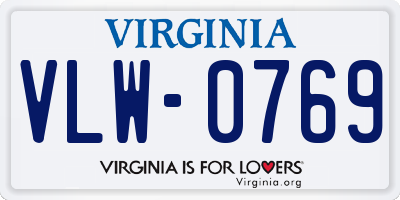 VA license plate VLW0769