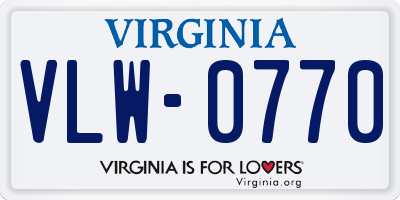 VA license plate VLW0770