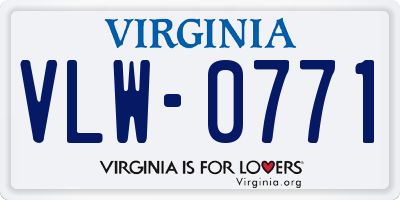 VA license plate VLW0771