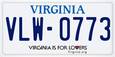 VA license plate VLW0773