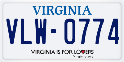 VA license plate VLW0774