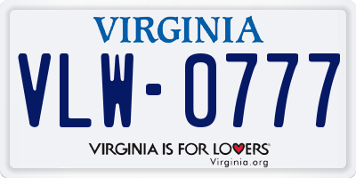 VA license plate VLW0777