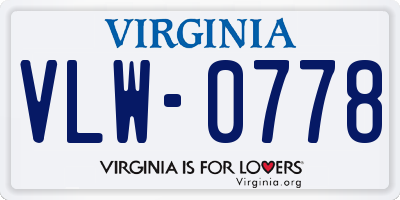 VA license plate VLW0778