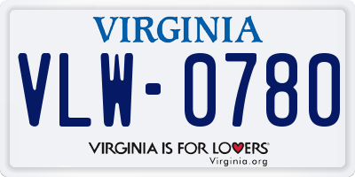 VA license plate VLW0780