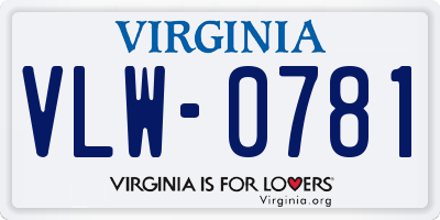 VA license plate VLW0781