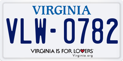 VA license plate VLW0782