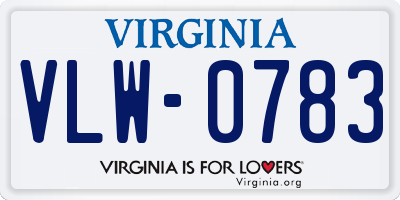 VA license plate VLW0783