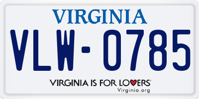 VA license plate VLW0785