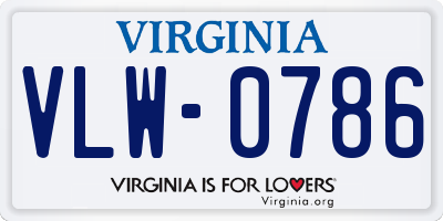 VA license plate VLW0786