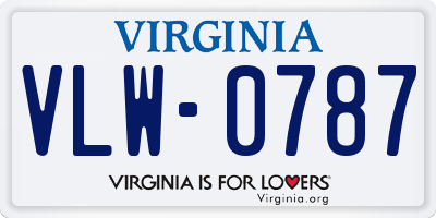 VA license plate VLW0787