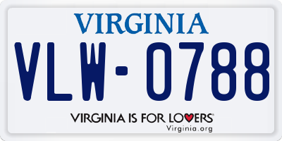 VA license plate VLW0788