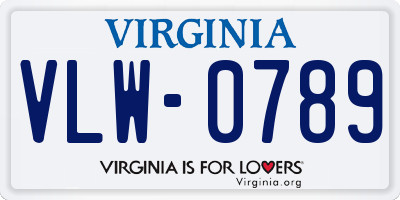 VA license plate VLW0789