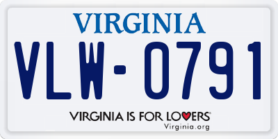 VA license plate VLW0791