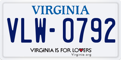 VA license plate VLW0792