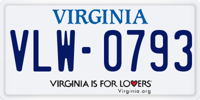 VA license plate VLW0793