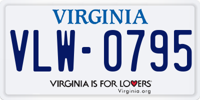 VA license plate VLW0795