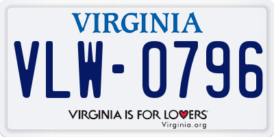 VA license plate VLW0796