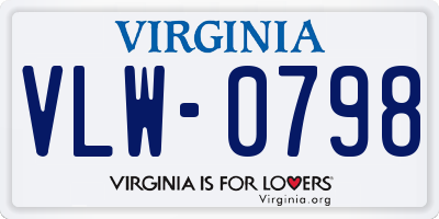 VA license plate VLW0798