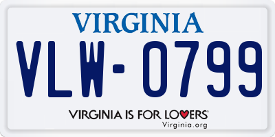 VA license plate VLW0799