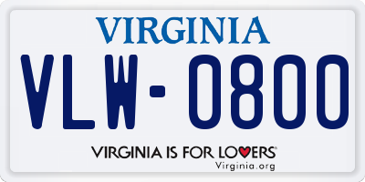 VA license plate VLW0800