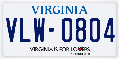 VA license plate VLW0804