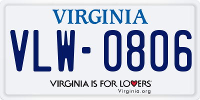 VA license plate VLW0806