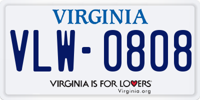 VA license plate VLW0808