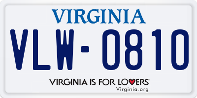 VA license plate VLW0810