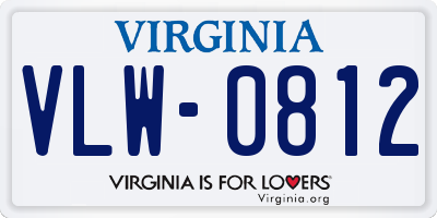 VA license plate VLW0812