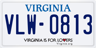 VA license plate VLW0813