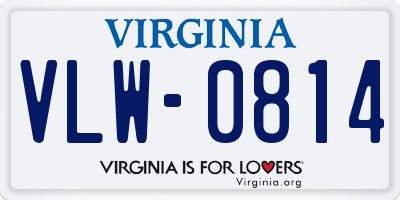 VA license plate VLW0814