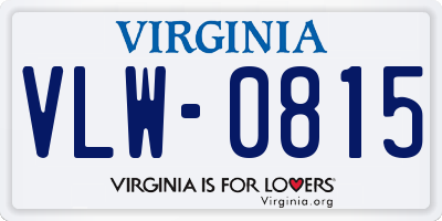 VA license plate VLW0815