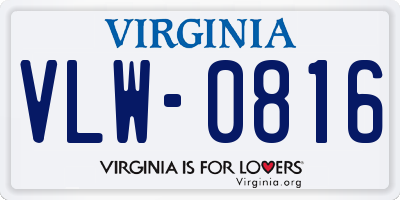 VA license plate VLW0816