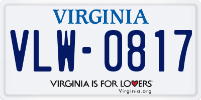 VA license plate VLW0817