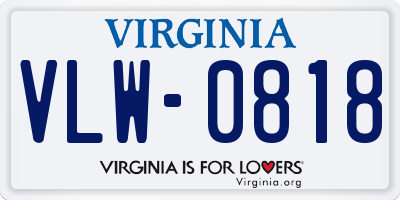 VA license plate VLW0818