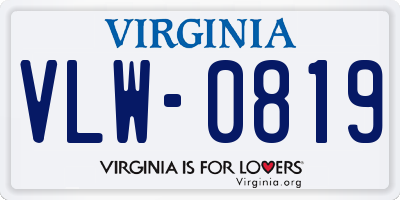 VA license plate VLW0819