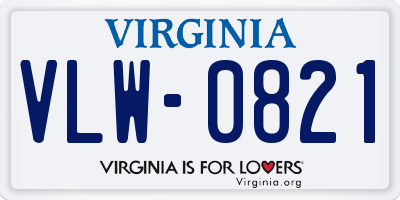 VA license plate VLW0821