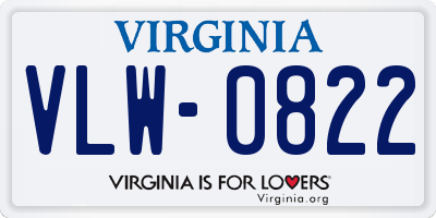 VA license plate VLW0822