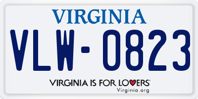 VA license plate VLW0823