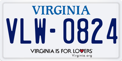 VA license plate VLW0824