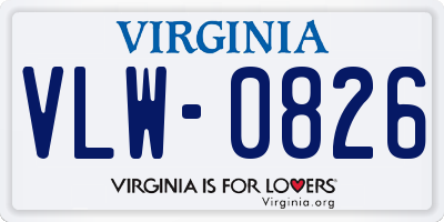 VA license plate VLW0826